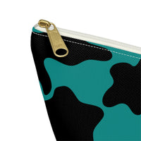 Teal Blue Cow Print Travel Accessory Pouch, Check Out My Matching Weekender Bag! Free Shipping!!!