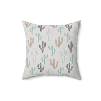 Western/Boho Grey Botanical Cactus Square Pillow!