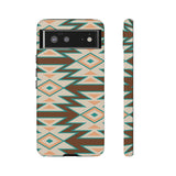 Teal and Brown Aztec Tough Cases! Cellphone Cases! Multiple Sizes Available! Apple iPhone, Samsung Galaxy, and Google Pixel devices!