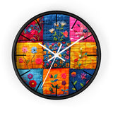 Boho Floral Quilt in Navy and Pink Print Wall Clock! Perfect For Gifting! Free Shipping!!! 3 Colors Available!