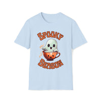 Spooky Season Little Ghost in a coffee Cup Halloween Unisex Graphic Tees! Fall Vibes!