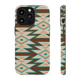 Teal and Brown Aztec Tough Cases! Cellphone Cases! Multiple Sizes Available! Apple iPhone, Samsung Galaxy, and Google Pixel devices!