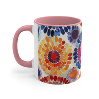 Boho Watercolor Tie Dye Starburst Accent Coffee Mug, 11oz! Free Shipping! Great For Gifting! Lead and BPA Free!