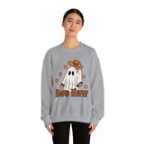 Boo Haw Retro Ghost Unisex Heavy Blend Crewneck Sweatshirt! Halloween! Fall Vibes!