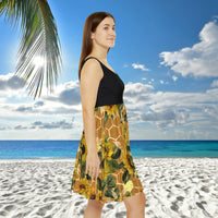 Sunflower Honey Comb Print Women's Fit n Flare Dress! Free Shipping!!! New!!! Sun Dress! Beach Cover Up! Night Gown! So Versatile!