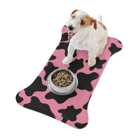 Black and Pink Cow Print Pet Feeding Mats! Dog and Cat Shapes! Foxy Pets! Free Shipping!!!