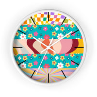 Groovy Floral Quilt in Teal and Pink Print Wall Clock! Perfect For Gifting! Free Shipping!!! 3 Colors Available!