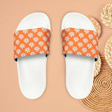 Dusty Orange Daisy Flower Print Summer Beach Slides, Women's PU Slide Sandals! Free Shipping!!!