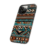 Teal and Orange Aztec Tough Cases! Cellphone Cases! Multiple Sizes Available! Apple iPhone, Samsung Galaxy, and Google Pixel devices!