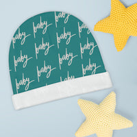 Teal Baby Beanie in Cursive! Free Shipping! Great for Gifting!