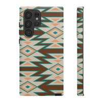 Teal and Brown Aztec Tough Cases! Cellphone Cases! Multiple Sizes Available! Apple iPhone, Samsung Galaxy, and Google Pixel devices!