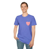 Valentines Day Pink Plaid Heart Basics Wear Anywhere Unisex Graphic Tee! All New Heather Colors!!! Free Shipping!!!