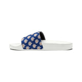 Vibrant Blue Daisy Flower Print Summer Beach Slides, Women's PU Slide Sandals! Free Shipping!!!