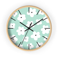 Retro Pastel Green Florals Print Wall Clock! Perfect For Gifting! Free Shipping!!! 3 Colors Available!