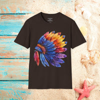 Indian Head Dress Colorful Rainbow Unisex Graphic Tees! Summer Vibes! All New Heather Colors!!! Free Shipping!!!