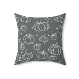 Grey and White Polka Dot Pumpkin Square Pillow! Halloween! Fall Vibes!