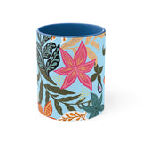 Boho Aqua Florals Accent Coffee Mug, 11oz! Free Shipping! Great For Gifting! Lead and BPA Free!