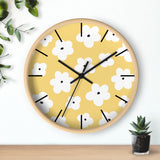 Retro Pastel Yellow Florals Print Wall Clock! Perfect For Gifting! Free Shipping!!! 3 Colors Available!