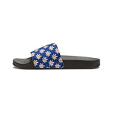 Vibrant Blue Daisy Flower Print Summer Beach Slides, Women's PU Slide Sandals! Free Shipping!!!