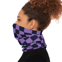 Black and Light Purple Plaid Lightweight Neck Gaiter! 4 Sizes Available! Free Shipping! UPF +50! Great For All Outdoor Sports!