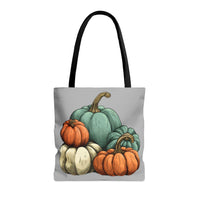 Steel Blue Grey Pumpkin Stack Fall Vibes Tote Bag!