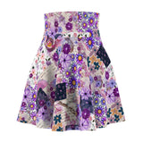 Boho Purple Patchwork Women's Skater Skirt! Free Shipping!