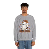 Boo Haw Retro Ghost Unisex Heavy Blend Crewneck Sweatshirt! Halloween! Fall Vibes!