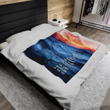 Velveteen Plush Blanket - Sunset with Inspirational Quote! The World Needs One of You!