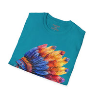 Indian Head Dress Colorful Rainbow Unisex Graphic Tees! Summer Vibes! All New Heather Colors!!! Free Shipping!!!