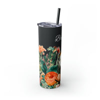 Custom Name Personalized Botanical Garden Tumblers Skinny Tumbler with Straw, 20oz! Multiple Colors Available!