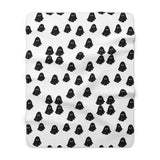 White and Black Happy Little Retro Ghost Sherpa Fleece Blanket! Halloween!