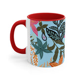 Boho Aqua Florals Accent Coffee Mug, 11oz! Free Shipping! Great For Gifting! Lead and BPA Free!