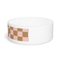 Pink and Cream Plaid Pet Bowl! Foxy Pets! Free Shipping!!!