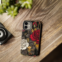 White and Red Roses Gothic Inspired Halloween Tough Phone Cases! Fall Vibes!