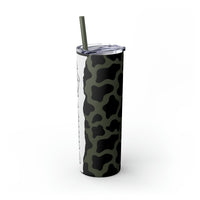 Teacher Life Cow Printed Skinny Tumbler with Straw, 20oz! Multiple Colors!