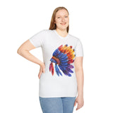 Indian Head Dress Colorful Rainbow Unisex Graphic Tees! Summer Vibes! All New Heather Colors!!! Free Shipping!!!