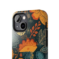 Fall Florals Navy Blue and Orange Tough Phone Cases! Fall Vibes!