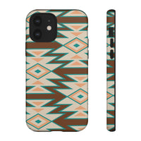 Teal and Brown Aztec Tough Cases! Cellphone Cases! Multiple Sizes Available! Apple iPhone, Samsung Galaxy, and Google Pixel devices!