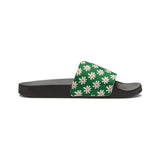 Vibrant Green Daisy Flower Print Summer Beach Slides, Women's PU Slide Sandals! Free Shipping!!!