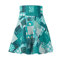 Boho Teal Patchwork Women's Skater Skirt! Free Shipping!