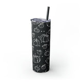 Polka Dot Pumpkin Thanksgiving Fall Vibes Skinny Tumbler with Straw, 20oz! Multiple Colors Available!