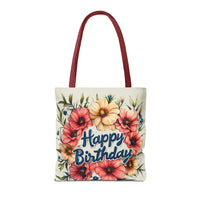 Happy Birthday Floral Tote Bag! Re-use/Re-cycle!