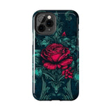 Stained Glass Teal and Roses Gothic Inspired Halloween Tough Phone Cases! Fall Vibes!