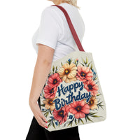 Happy Birthday Floral Tote Bag! Re-use/Re-cycle!