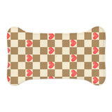 Chocolate and Cream Plaid Heart Print Pet Feeding Mats! Dog and Cat Shapes! Foxy Pets! Free Shipping!!!