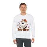 Boo Haw Retro Ghost Unisex Heavy Blend Crewneck Sweatshirt! Halloween! Fall Vibes!