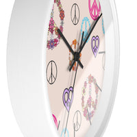 Retro Pastel Peace Signs Print Wall Clock! Perfect For Gifting! Free Shipping!!! 3 Colors Available!