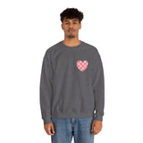 Valentines Day Pink Plaid Heart Basics Pocket Design Edition Unisex Sweatshirt! Retro! Free Shipping!!!