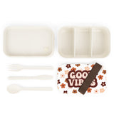 Good Vibes Retro Brown Floral Bento Lunch Box! Free Shipping!!! Great For Gifting! BPA Free!