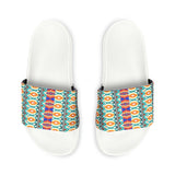 Hippie Stripes Blue and Purple Summer Beach Slides, Women's PU Slide Sandals! Free Shipping!!!